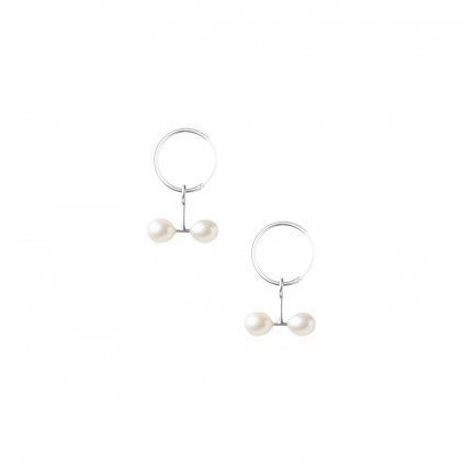 Náušnice Double Pearl Hoops A