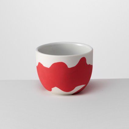 Pohárek na cappuccino Vlnění červený