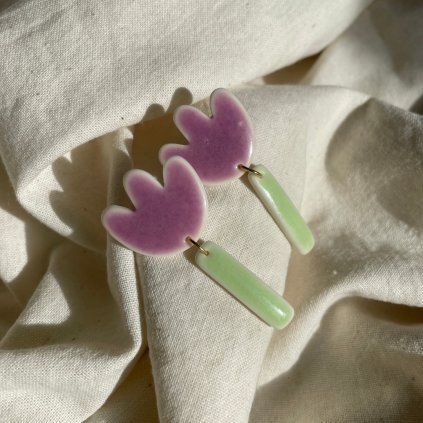 Náušnice Tulipány fialové