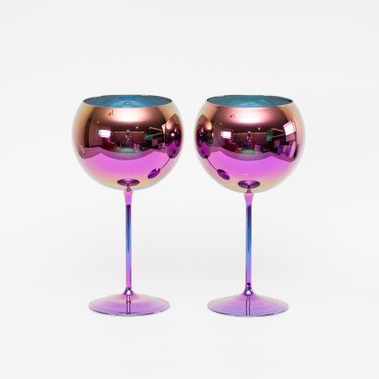 Bubble Glass Wine Set of 2 Pieces Violet